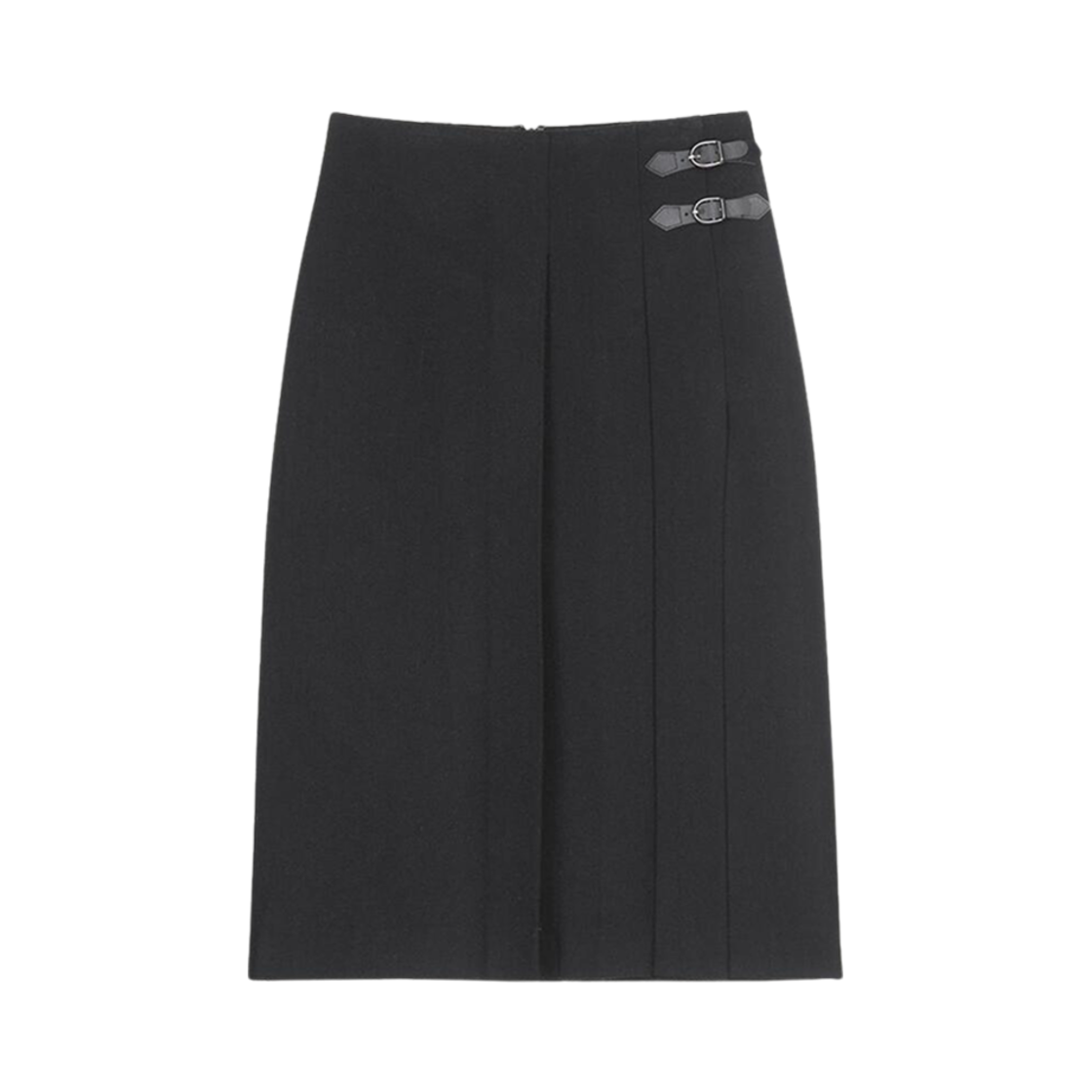 (W) 던스트 벨티드 플리츠 롱 스커트 블랙((W) Dunst Belted Pleats Long Skirt Black)