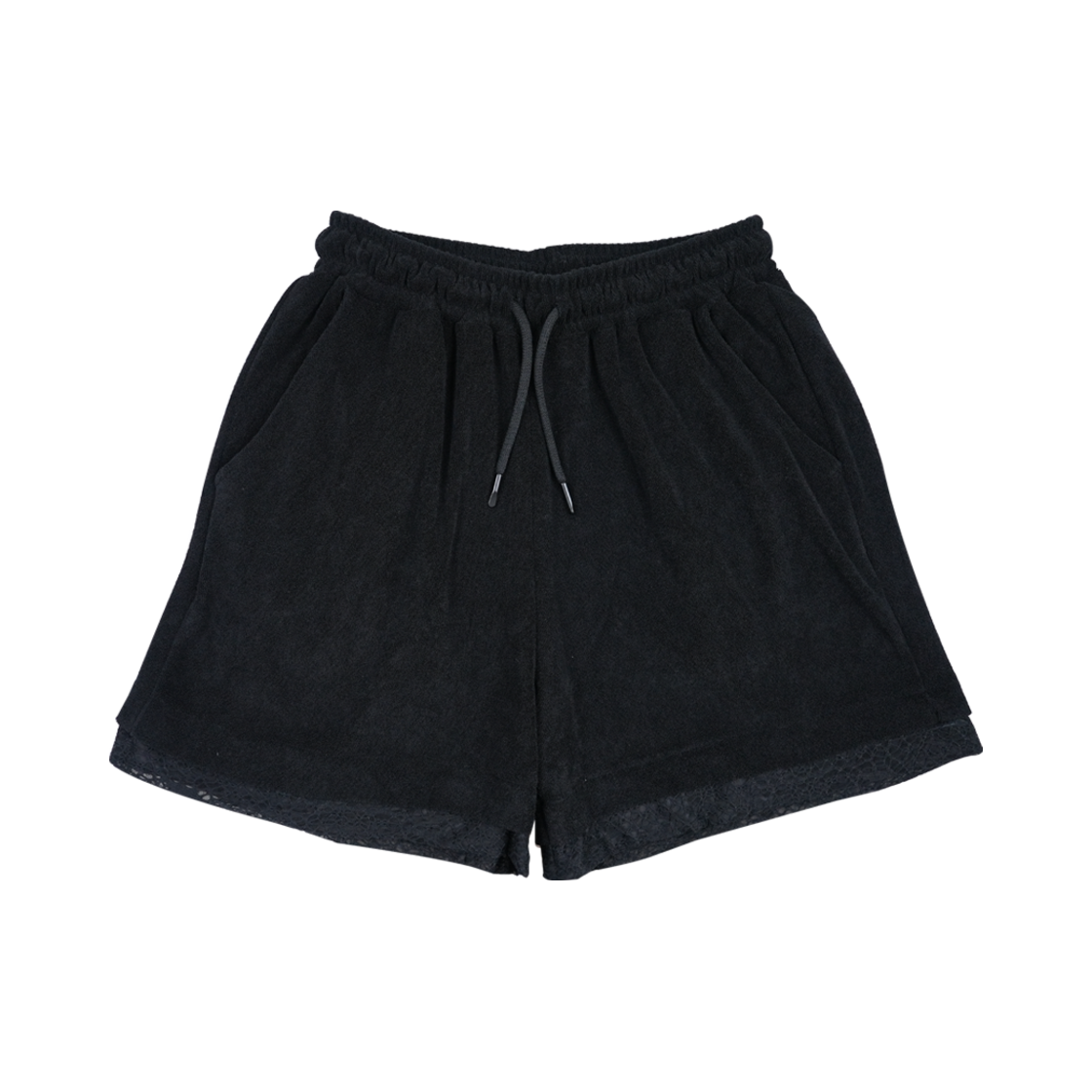 SST25SS011 smallstupidtunes Layered Terry Shorts Black