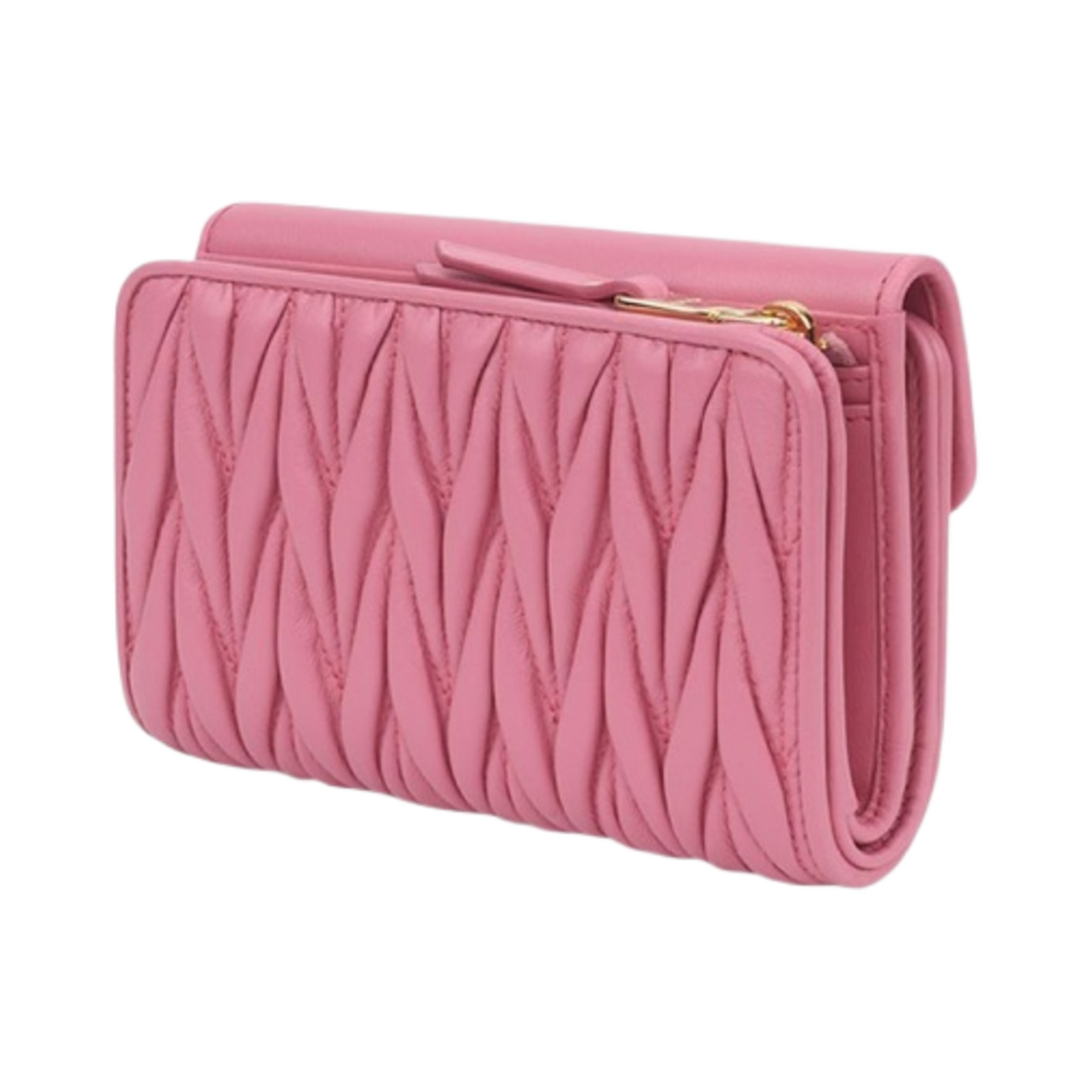 미우 미우 마테라쎄 나파 레더 반지갑 베고니아 핑크(Miu Miu Matelasse Nappa Leather Wallet Begonia Pink) - 2
