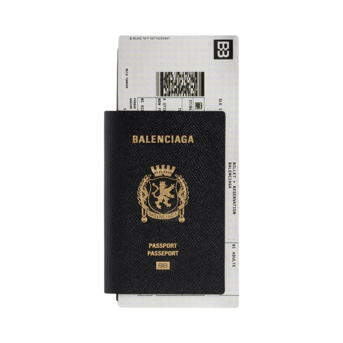7877742AA3R1000 Balenciaga Passport 1 Tickets Long Wallet Black
