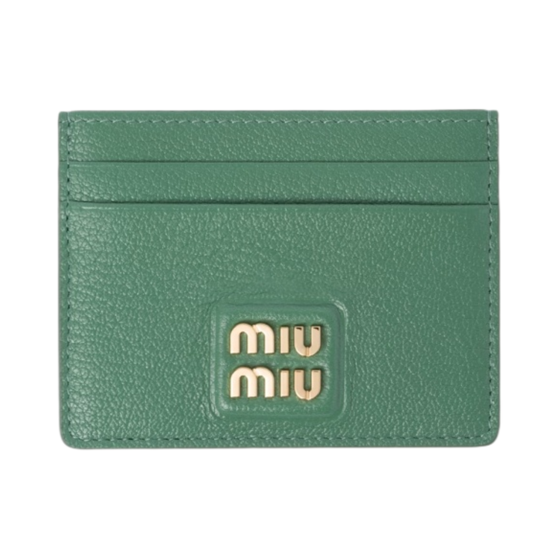 미우 미우 마드라스 레더 카드 홀더 세이지 그린(Miu Miu Madras Leather Card Holder Sage Green) - 1