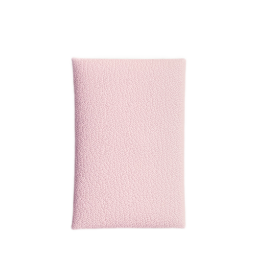 Hermes Calvi Card Holder Mysore Goatskin & Palladium Rose Darling