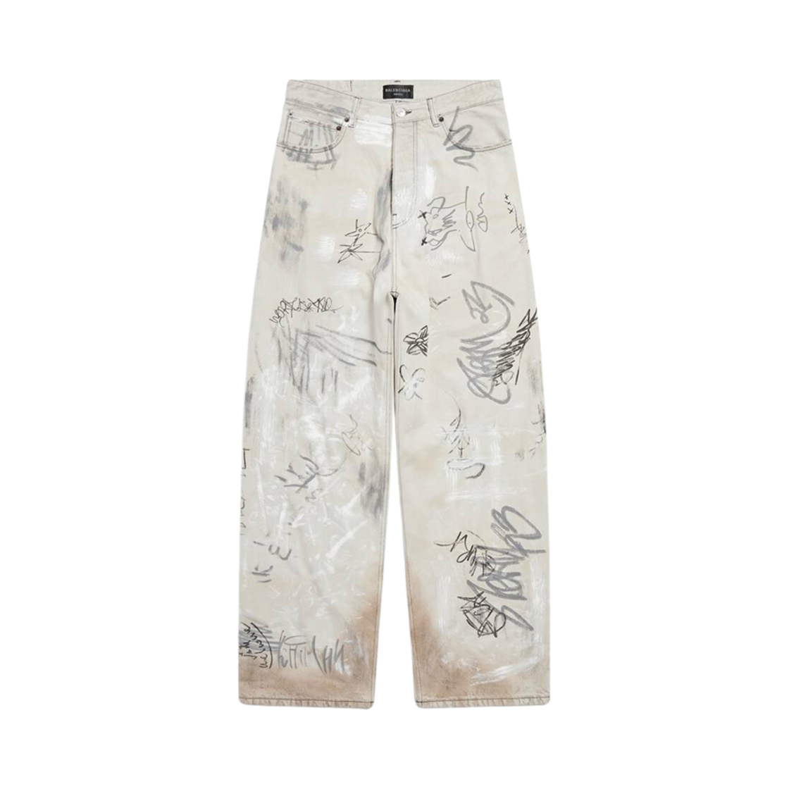 발렌시아가 그래피티 배기 팬츠 블랙