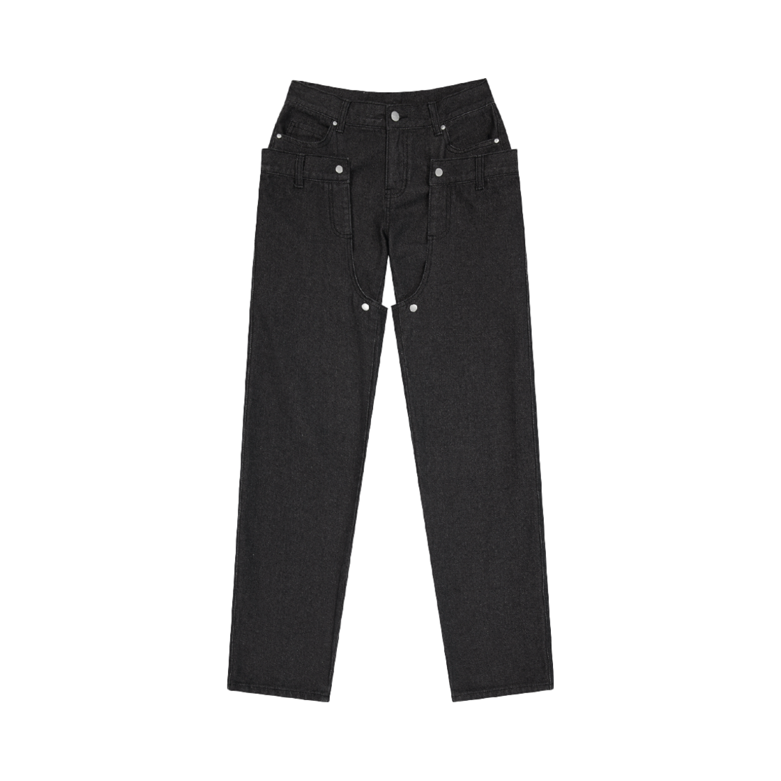 오호스 디테처블 버튼 데님 팬츠 블랙(OJOS Detachable Button Denim Pants Black)