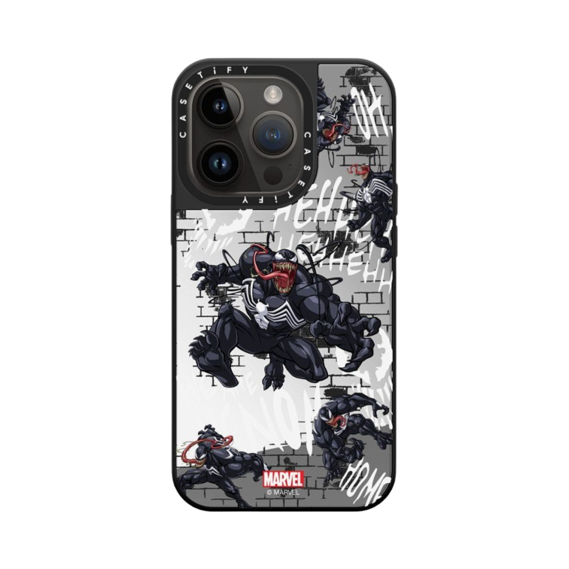케이스티파이 x 마블 아이폰 베놈 패턴 맥세이프 미러 케이스 실버 미러 블랙 범퍼(Casetify x Marvel iPhone Venom Pattern Magsafe Mirror Case Silver Mirror Black Bumper) - 3