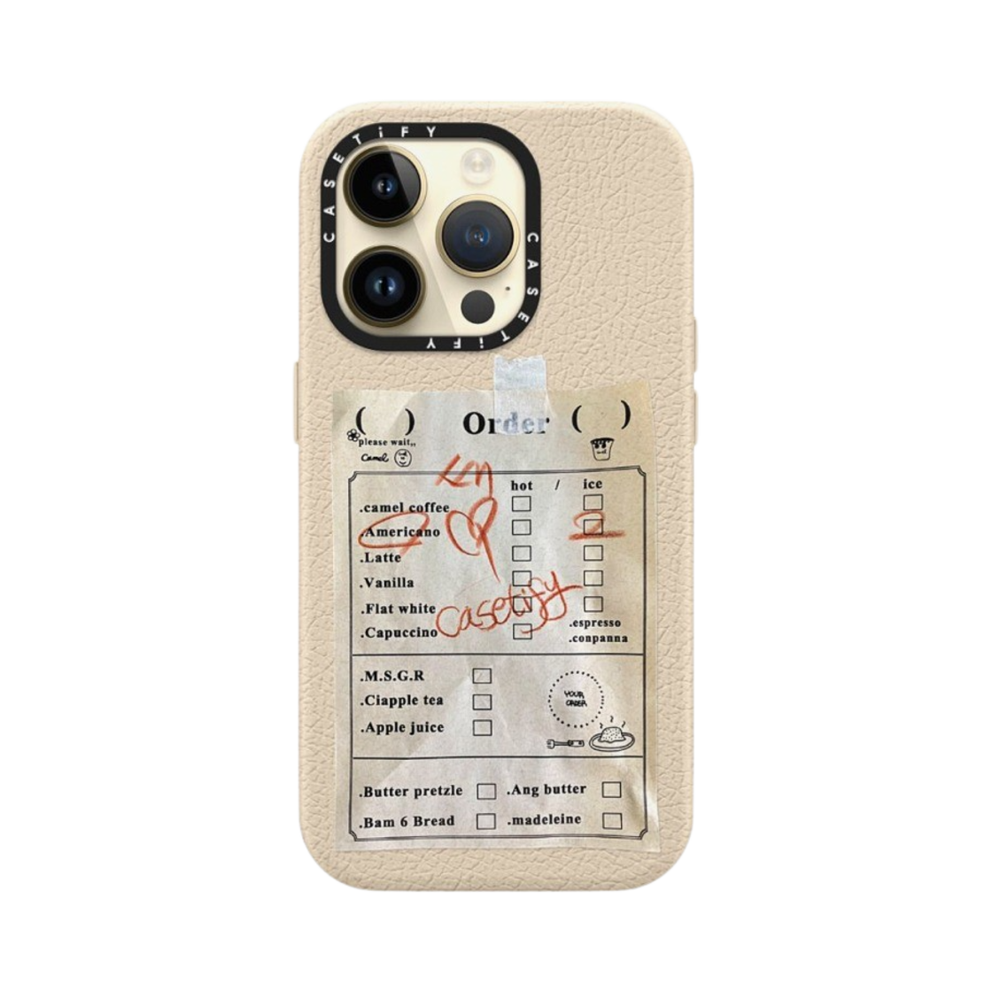 케이스티파이 x 카멜 커피 아이폰 오더 페이퍼 맥세이프 레더 케이스 오트밀 누드(Casetify x Camel Coffee iPhone Order Paper Magsafe Leather Case Oatmeal Nude) - 4