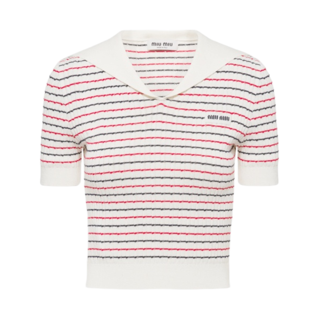 (W) 미우 미우 코튼 스웨터 화이트((W) Miu Miu Cotton Sweater White) - 1