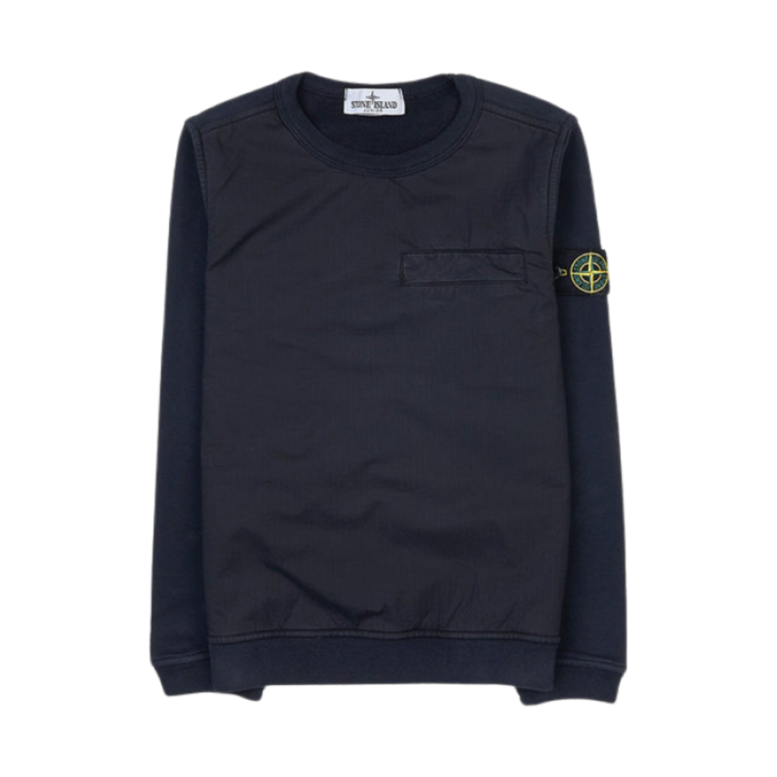 791660143-V0020 (Kids) Stone Island 60143 Wappen Patch Cotton Sweatshirt Navy Blue - 23FW