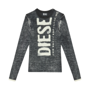 Diesel K-Atullus-Round Wool Jumper with Bleeding Effect Logo Black