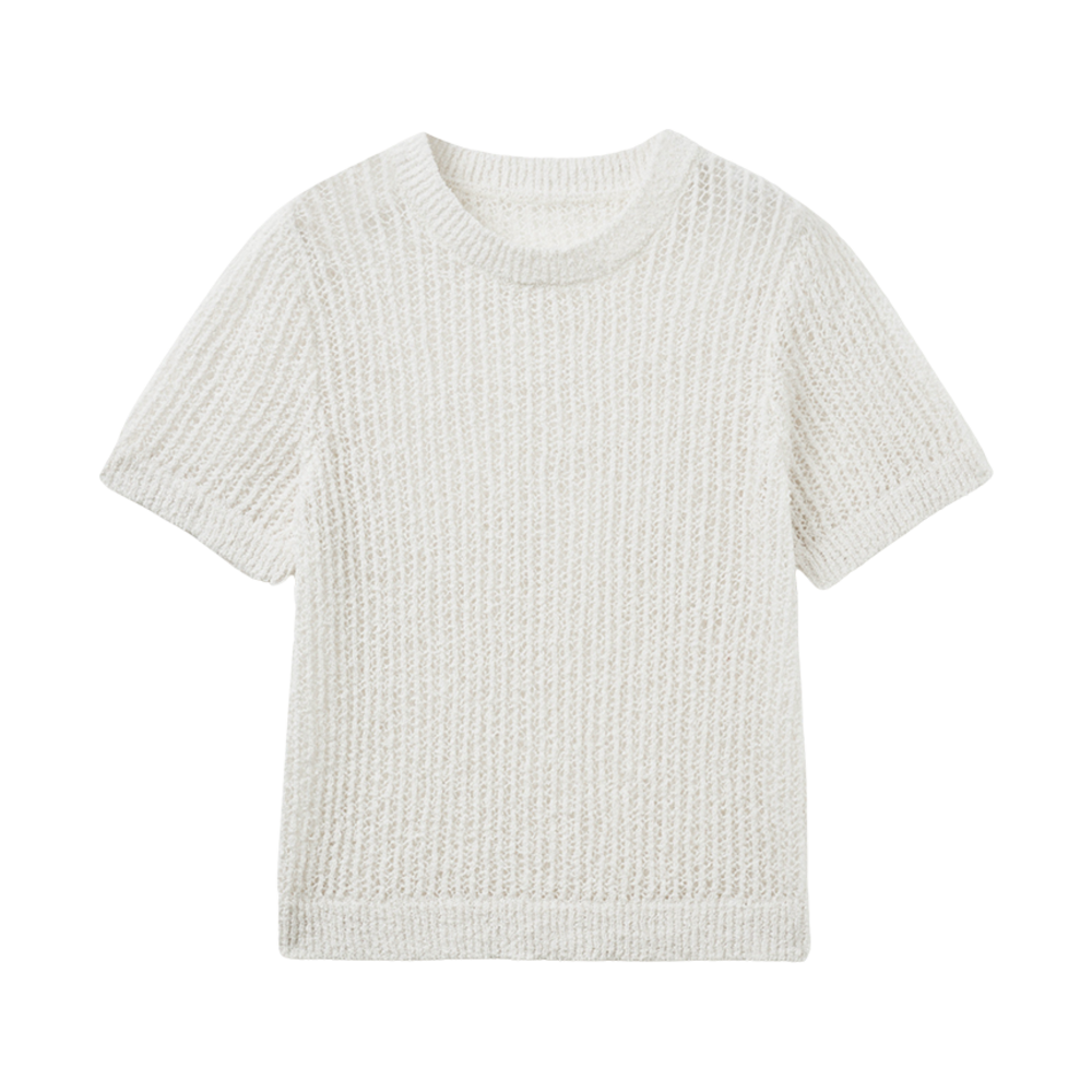 25SSMKT-WH Allincomplete Melly Knit Top White