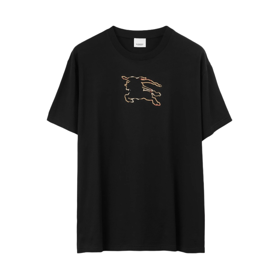버버리 체크 EKD 코튼 티셔츠 블랙(Burberry Check EKD Cotton T-Shirt Black)