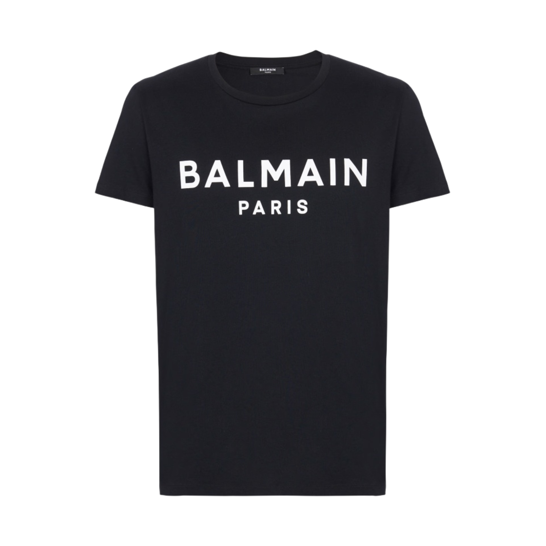 발망 파리 로고 프린트 에코 디자인 코튼 티셔츠 블랙(Balmain Eco Designed Cotton T-Shirt with Paris Logo Print Black) - 1