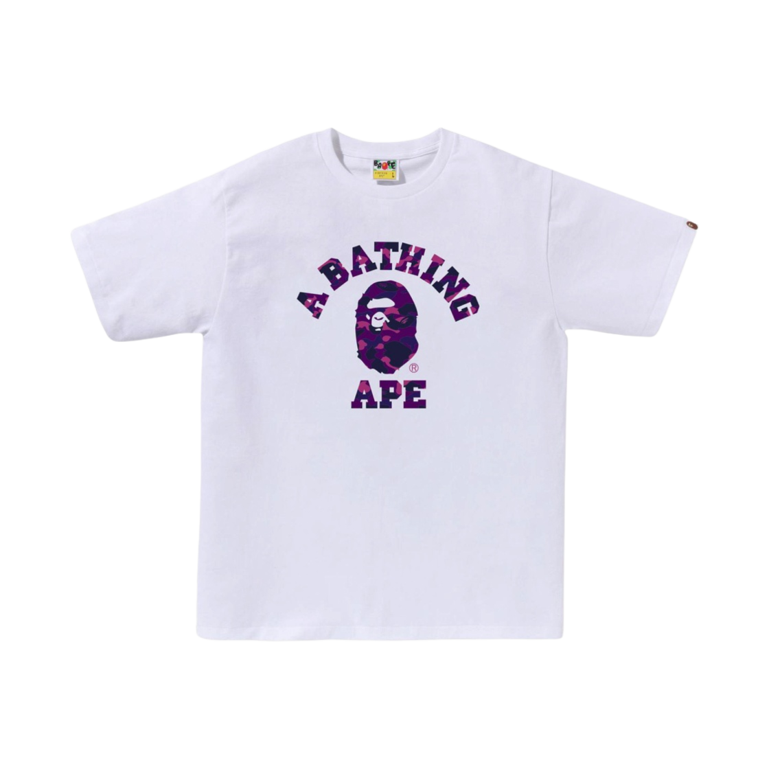 베이프 컬러 카모 컬리지 티셔츠 화이트 퍼플(BAPE Color Camo College T-Shirt White Purple)