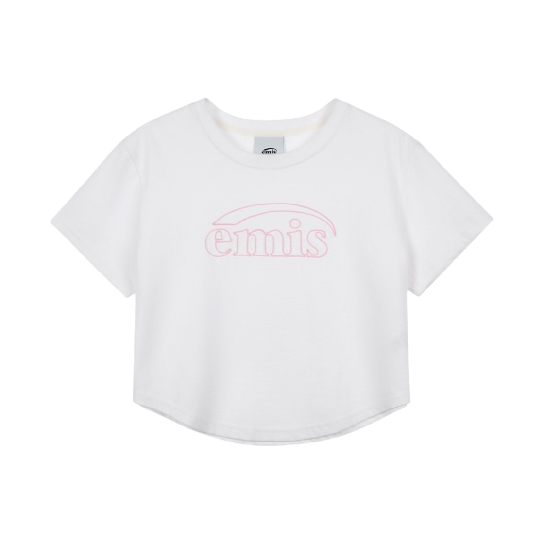 - (W) Emis Chain Stitch T-Shirt White Pink