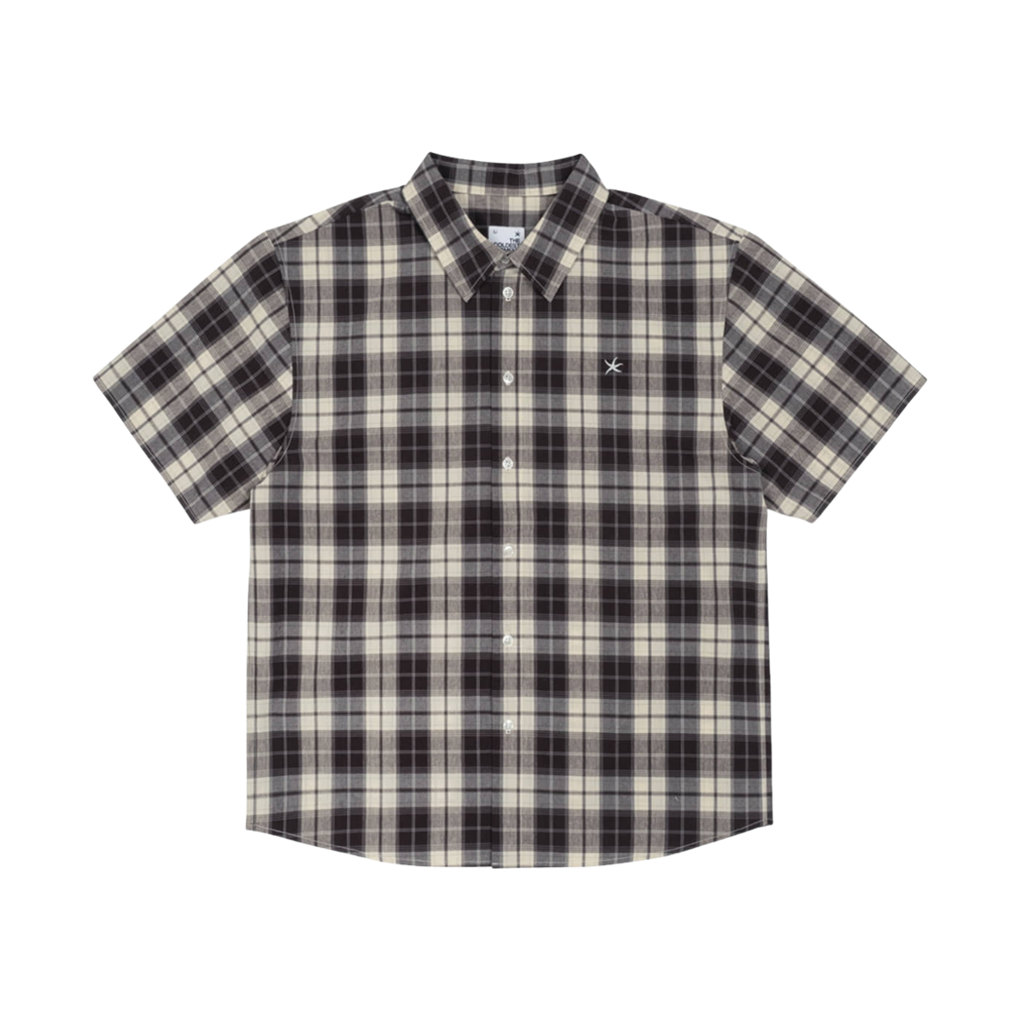 더콜디스트모먼트 미니 로고 체크 하프 셔츠 브라운(The Coldest Moment Mini Logo Check Half Shirts Brown)