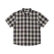 The Coldest Moment Mini Logo Check Half Shirts Brown