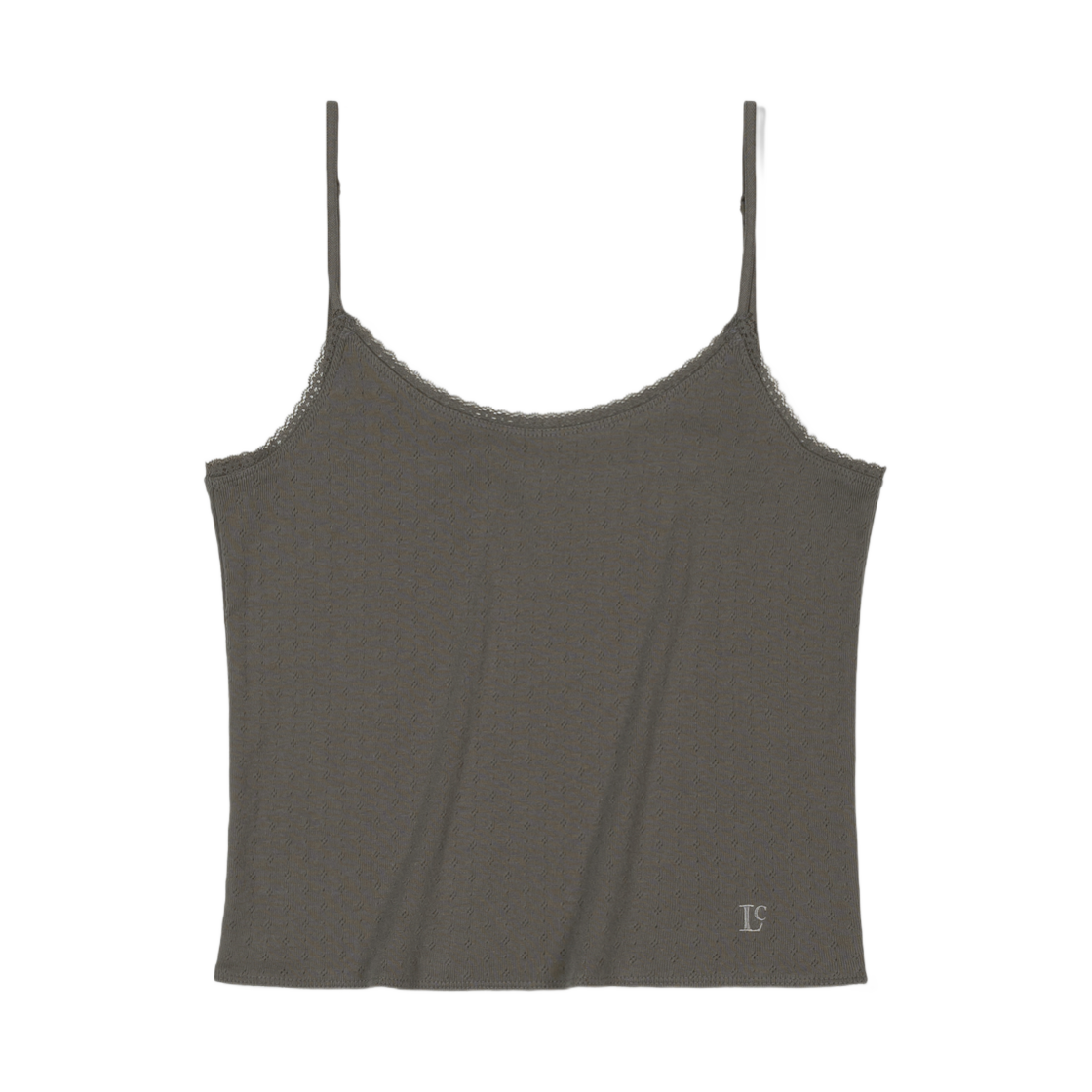 - (W) Low Classic Pointell Lace Sleeveless Charcoal