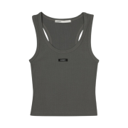 (W) Bohemian Seoul Basic Sleeveless Crop Top Khaki