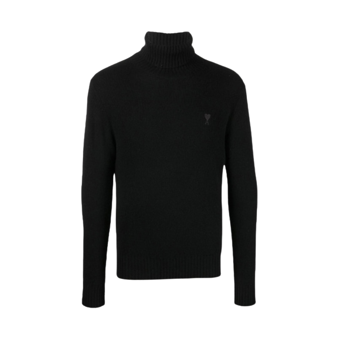 아미 톤온톤 하트 로고 터틀넥 스웨터 블랙(AMI de Coeur Tone-On-Tone Turtleneck Sweater Black) - 1