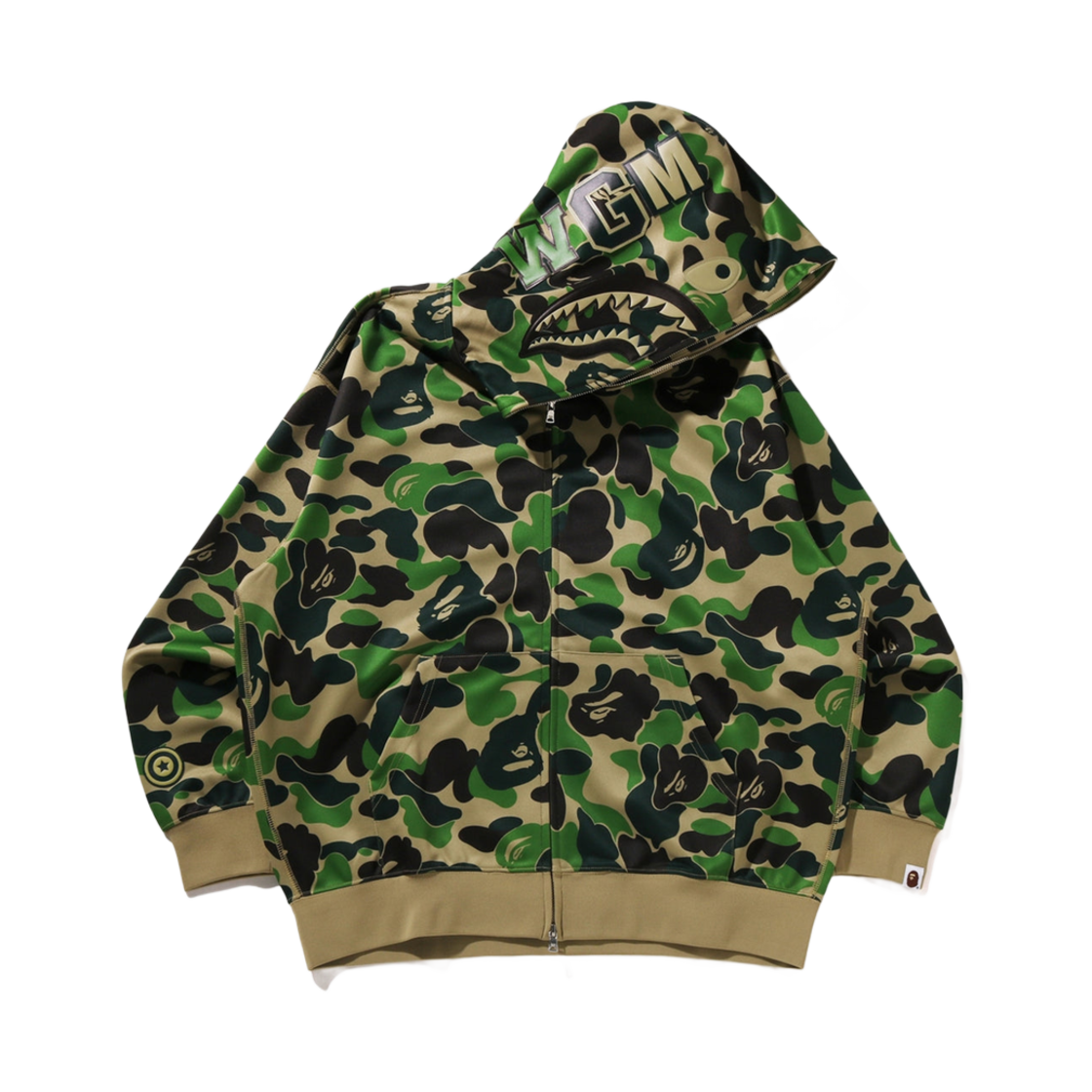 베이프 ABC 카모 레이온 릴렉스드 핏 샤크 풀 집 후드 그린(BAPE ABC Camo Rayon Relaxed Fit Shark Full Zip Hoodie Green)
