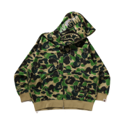 BAPE ABC Camo Rayon Relaxed Fit Shark Full Zip Hoodie Green
