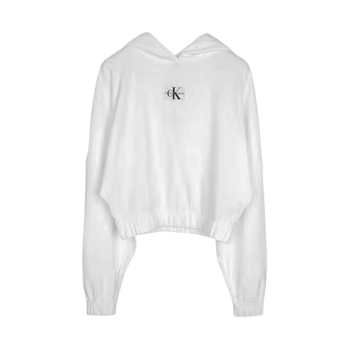 (W) 캘빈 클라인 모노그램 크롭 후드 브라이트 화이트((W) Calvin Klein Monogram Cropped Hoodie Bright White)
