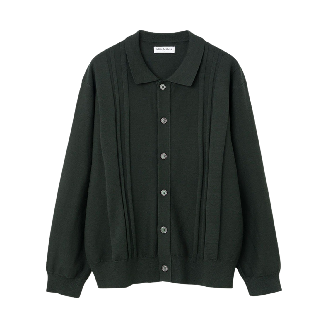 밀로 아카이브 버티컬 스트라이프 가디건 딥 그린