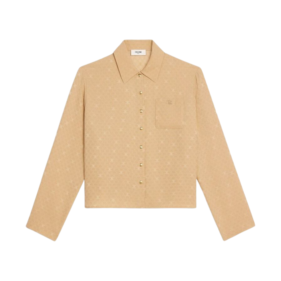2B628779R-04CA (W) Celine Triomphe Silk Shirt Caramel