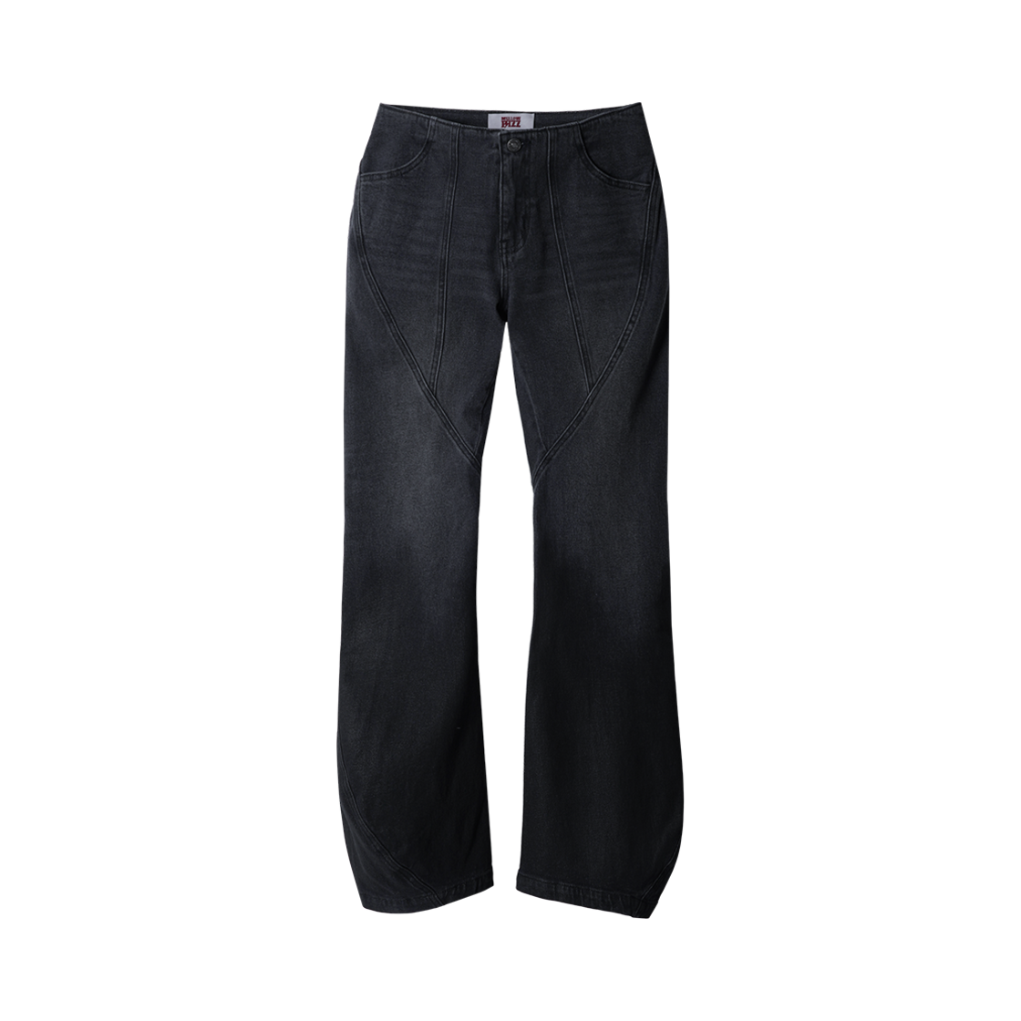 멜로우 스플래쉬 커브드 데님 팬츠 블랙(MELLOW Splash Curved Denim Pants Black)