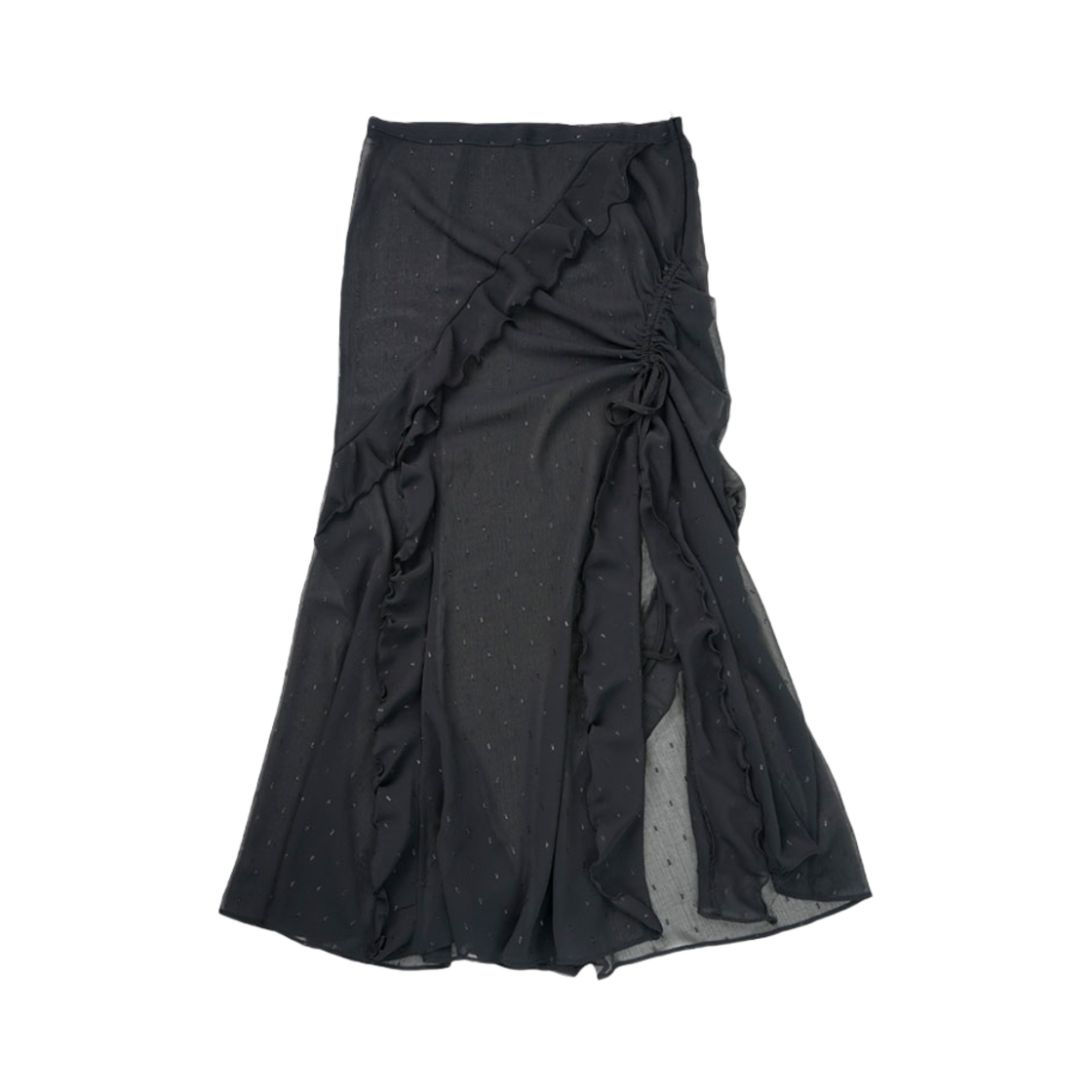엘프엘프엘프 아카이브스 실루엣 러플 맥시 스커트 블랙(Elfelfelf Archives Silhouette Ruffle Maxi Skirt Black)