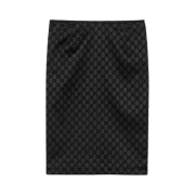 (W) Gucci GG Print Silk Duchesse Skirt Black