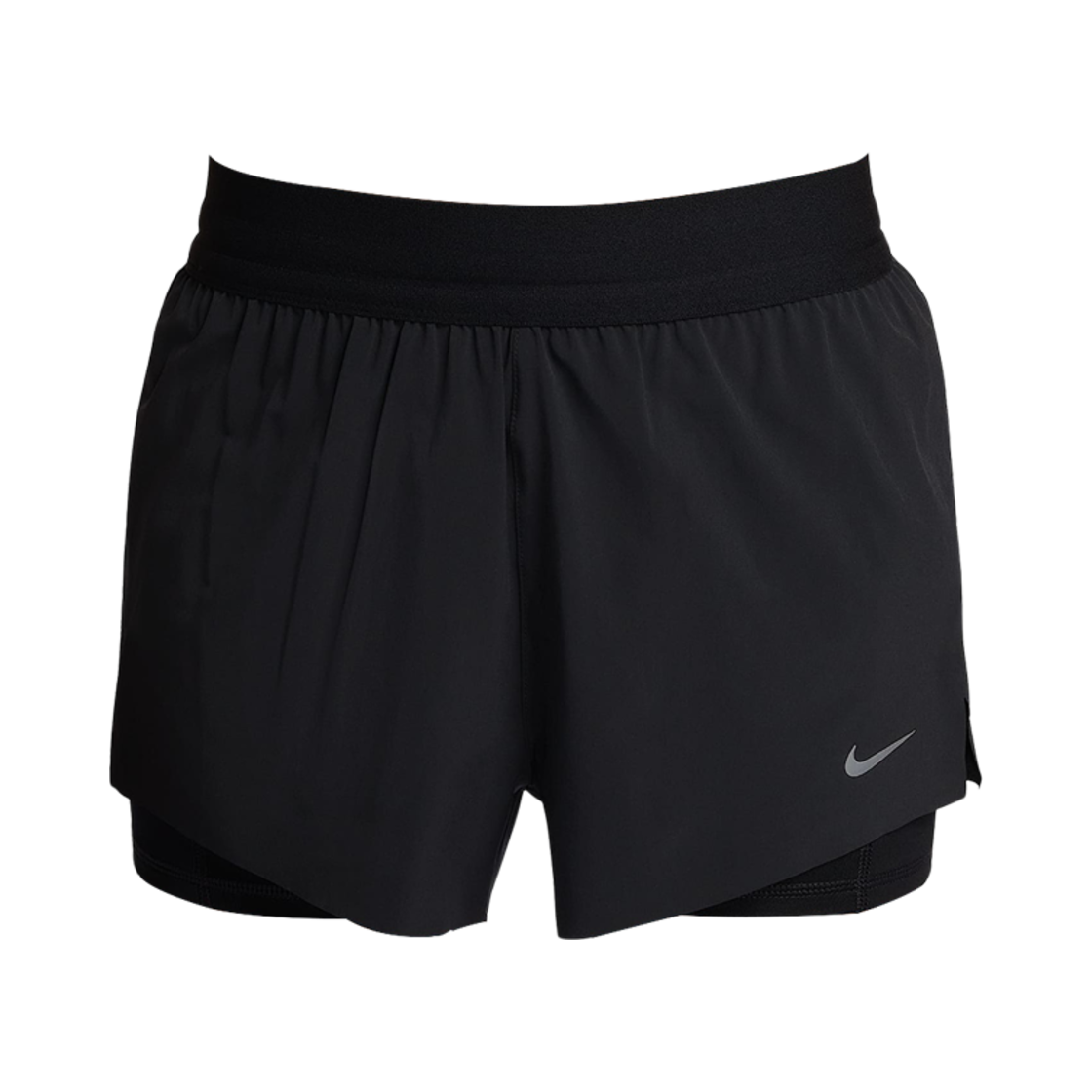 (W) 나이키 스위프트 드라이핏 미드 라이즈 투인원 러닝 쇼츠 블랙((W) Nike Swift Dri-Fit Mid Rise 2-In-1 Running Shorts Black)