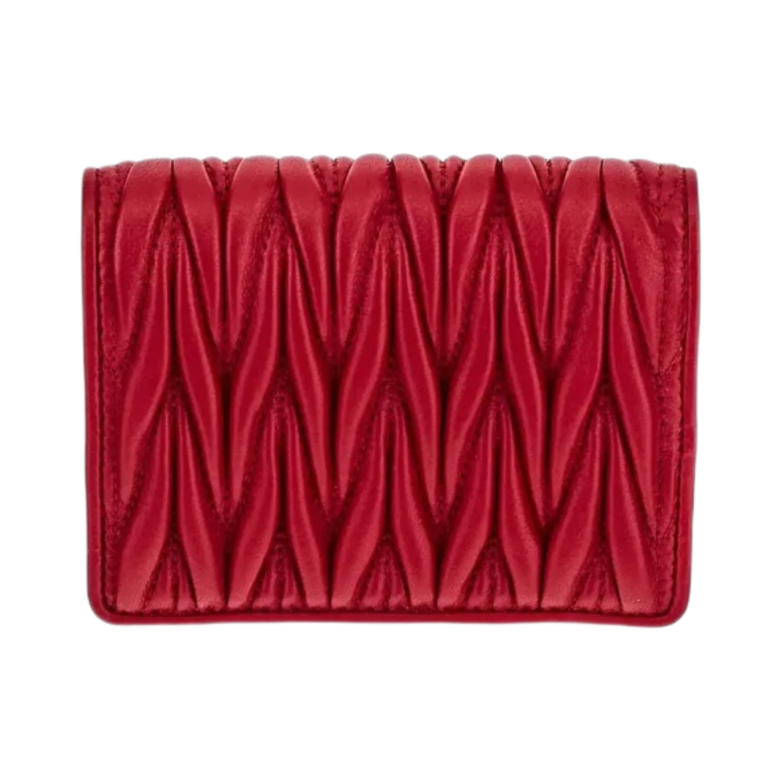 미우 미우 마테라쎄 나파 가죽 반지갑 레드(Miu Miu Matelasse Nappa Leather Wallet Red) - 2