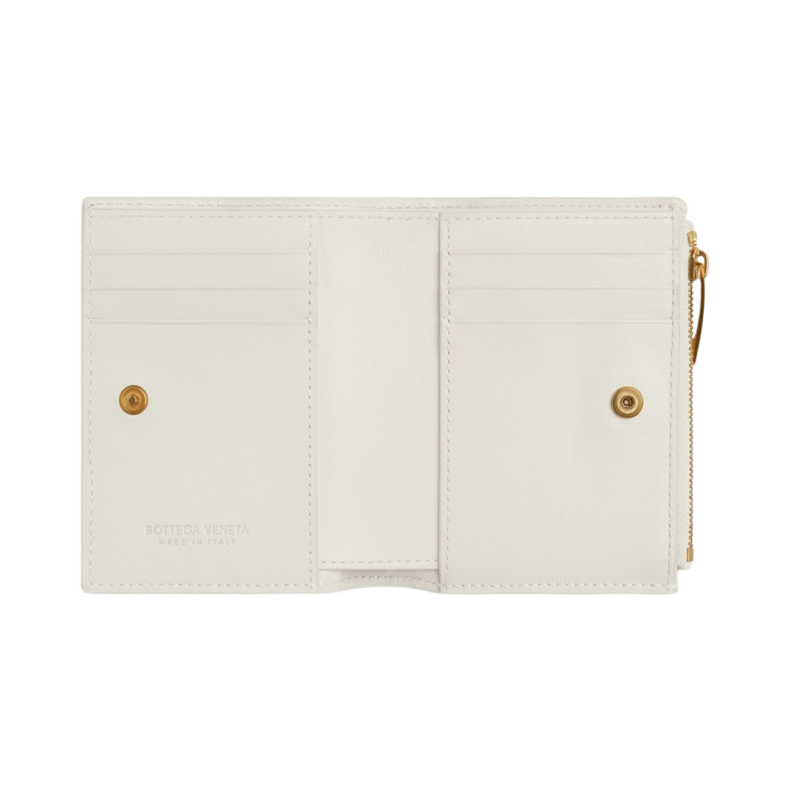 742698VCQC49009 Bottega Veneta Small Cassette Bi-Fold Zip Wallet White - #2