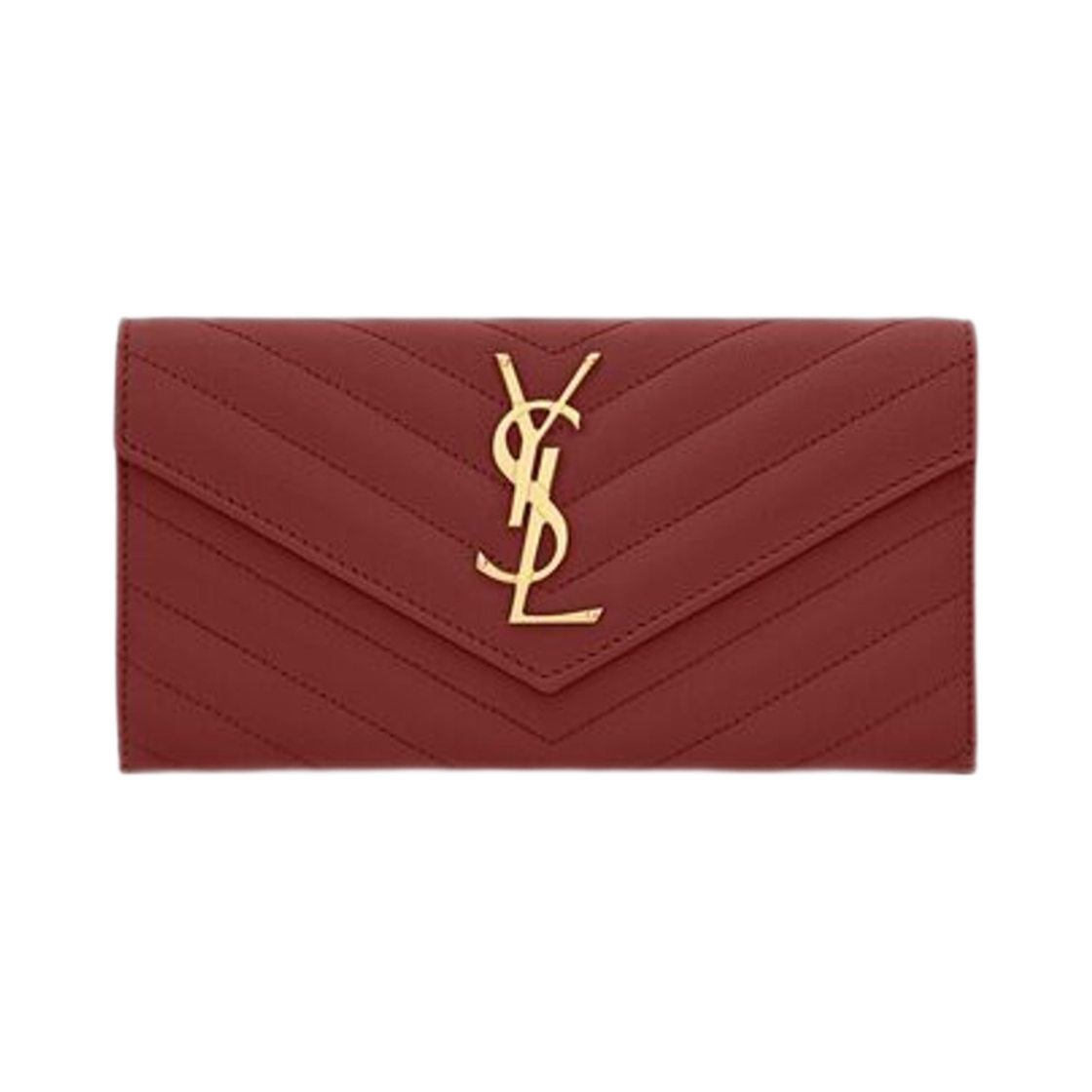 생로랑 카산드라 마틀라세 라지 플랩 월렛 그레인 드 뿌드르 엠보스 레더 루즈 오피움(Saint Laurent Cassandre Matelasse Large Flap Wallet in Grain De Poudre Embossed Leather Rouge Opyum) - 1