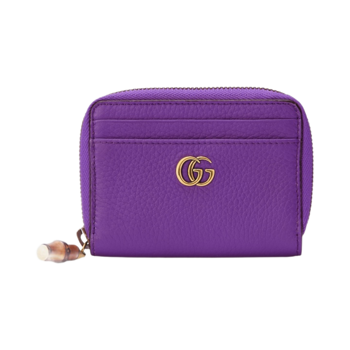 구찌 더블 G 집 카드 케이스 뱀부 퍼플 레더(Gucci Double G Zip Card Case with Bamboo Purple Leather) - 1