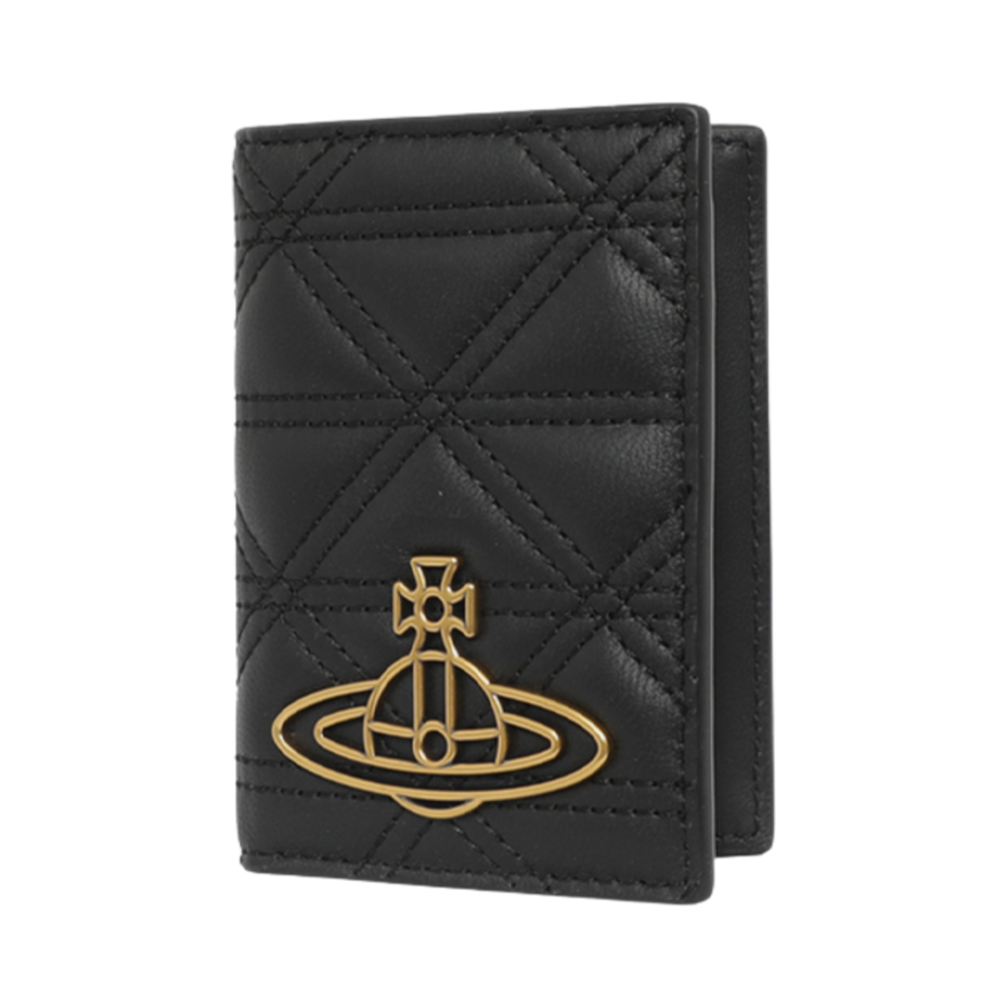 5115002WU-L006U-N403 Vivienne Westwood Orb Logo Quilt Card Holder Black