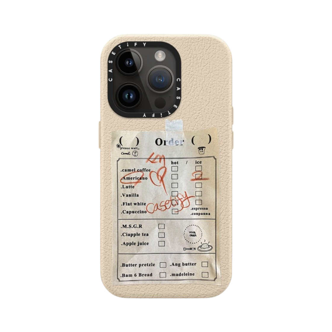 케이스티파이 x 카멜 커피 아이폰 오더 페이퍼 맥세이프 레더 케이스 오트밀 누드(Casetify x Camel Coffee iPhone Order Paper Magsafe Leather Case Oatmeal Nude) - 3