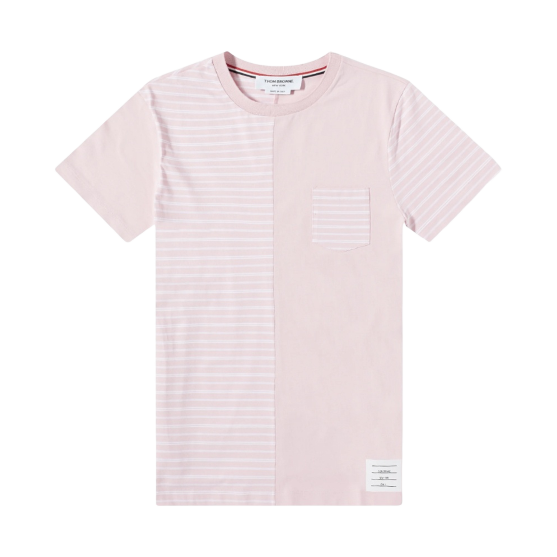 톰브라운 펀믹스 오가닉 스트라이프 저지 릴렉스 핏 티셔츠 라이트 핑크(Thom Browne Fun-Mix Organic Stripe Jersey Relaxed Fit T-Shirt Light Pink) - 1