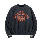 Kapital Raglan Crewneck Fleece Sweatshirt Speakeasy College Pt Black