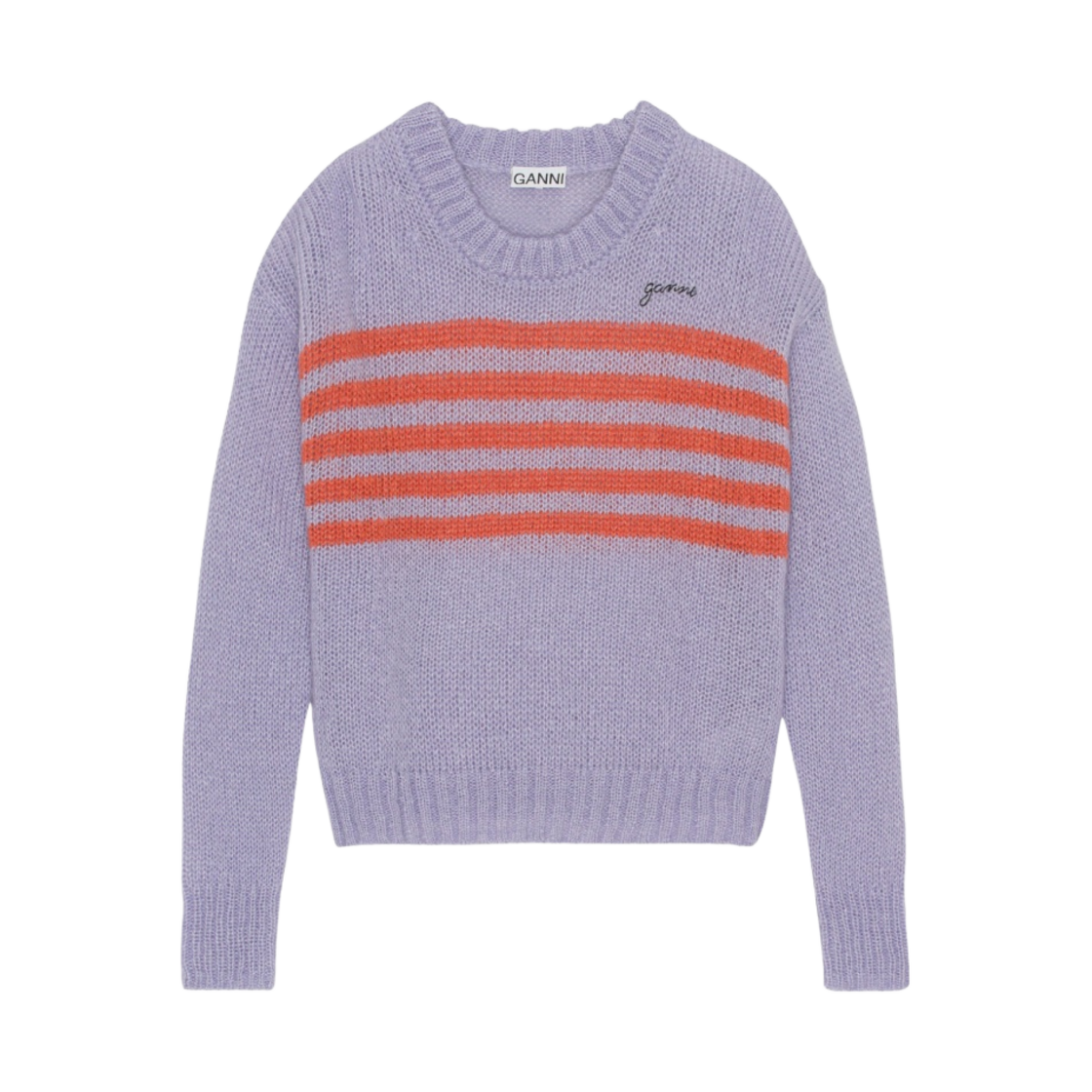 (W) 가니 모헤어 풀오버 코스믹 스카이((W) Ganni Mohair Pullover Cosmic Sky) - 1