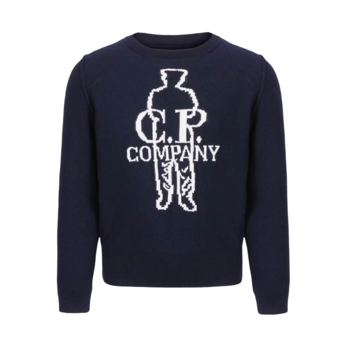 (키즈) C.P. 컴퍼니 U16 씨 아일랜드 자카드 로고 니트 토탈 이클립스 블루 - 23SS((Kids) C.P. Company U16 Sea Island Jacquard Logo Knit Total Eclipse Blue - 23SS) - 1