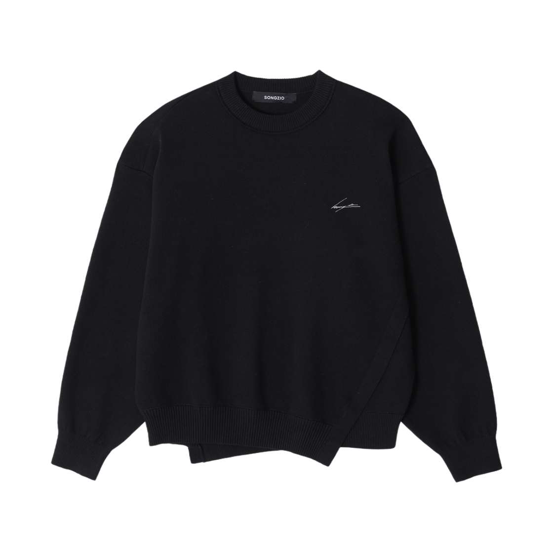 SH2KT700BK Songzio Collection Poetry Embroidered Asymmetric Knit Black