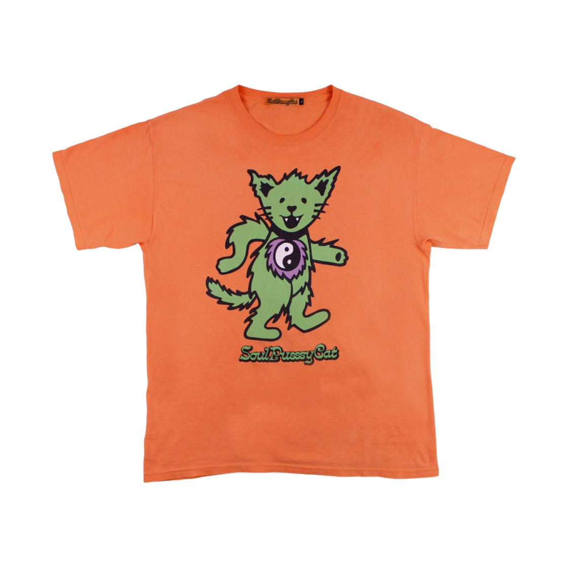 소울푸시캣 퍼지 캣 OG 가먼트 다잉 티셔츠 오렌지(Soulpussycat Fuzzzy Cat OG Garment Dyeing T-Shirt Orange)