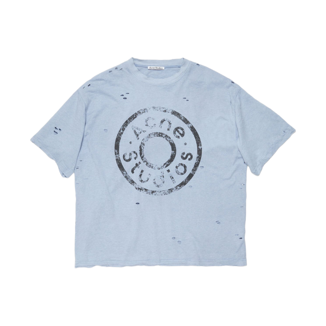 (W) 아크네 스튜디오 로고 티셔츠 릴렉스 핏 블루 멜란지