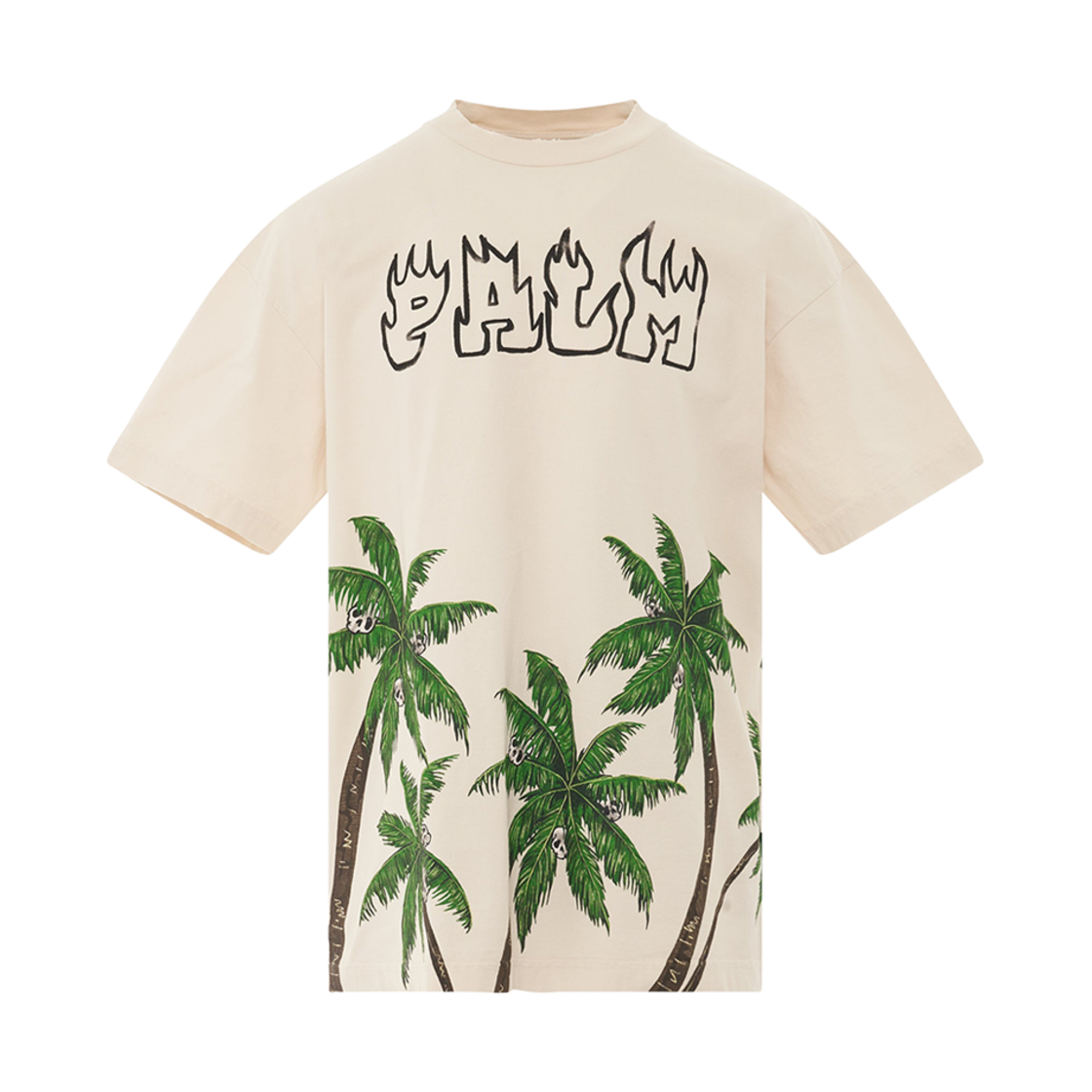 PMAA072S23JER0050155 Palm Angels Palm & Skull Vintage T-Shirt White Green