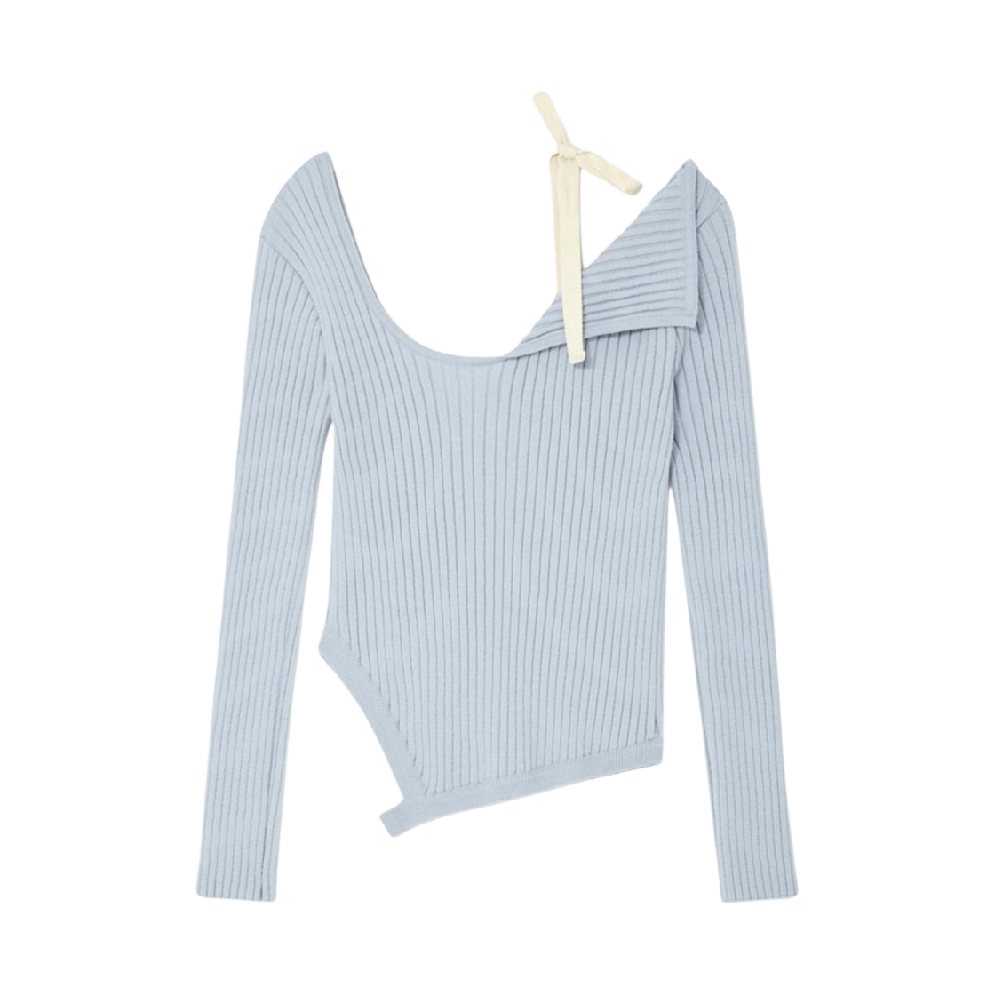 (W) 글로니 이사 어시메트리컬 니트 탑 베이비 블루((W) Glowny Isa Asymmetrical Knit Top Baby Blue) - 2