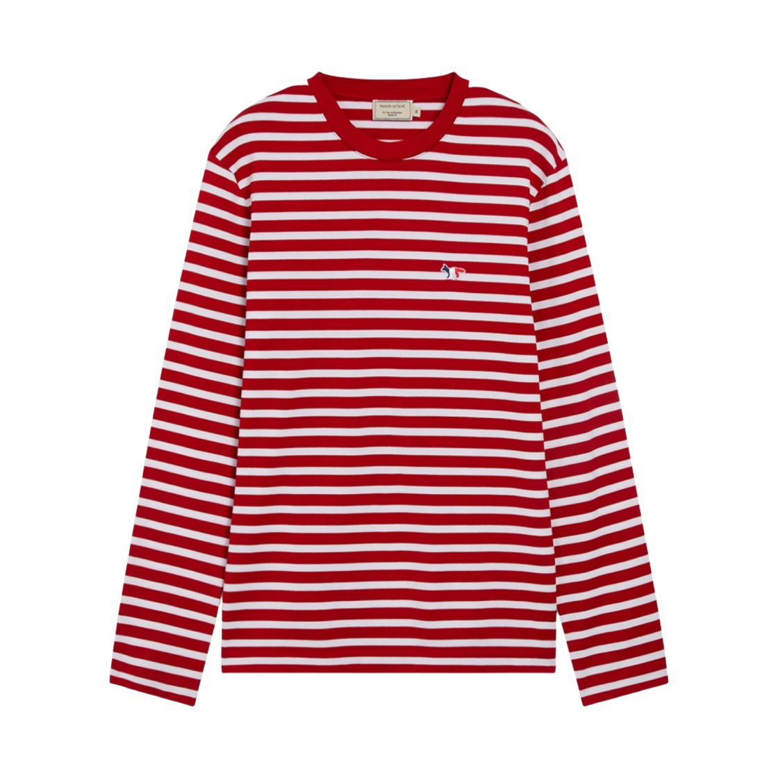 메종 키츠네 트라이컬러 폭스 패치 클래식 마린 티셔츠 레드(Maison Kitsune Tricolor Fox Patch Classic Marin T-Shirt Red)