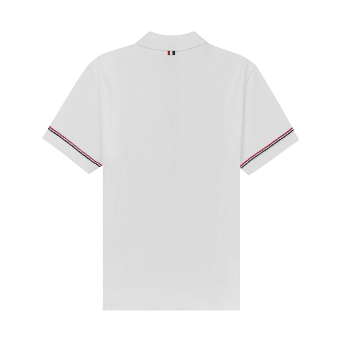 MJP138A-07999-100 Thom Browne Micro Thermal Rib Stripe Cuff Polo White - #2
