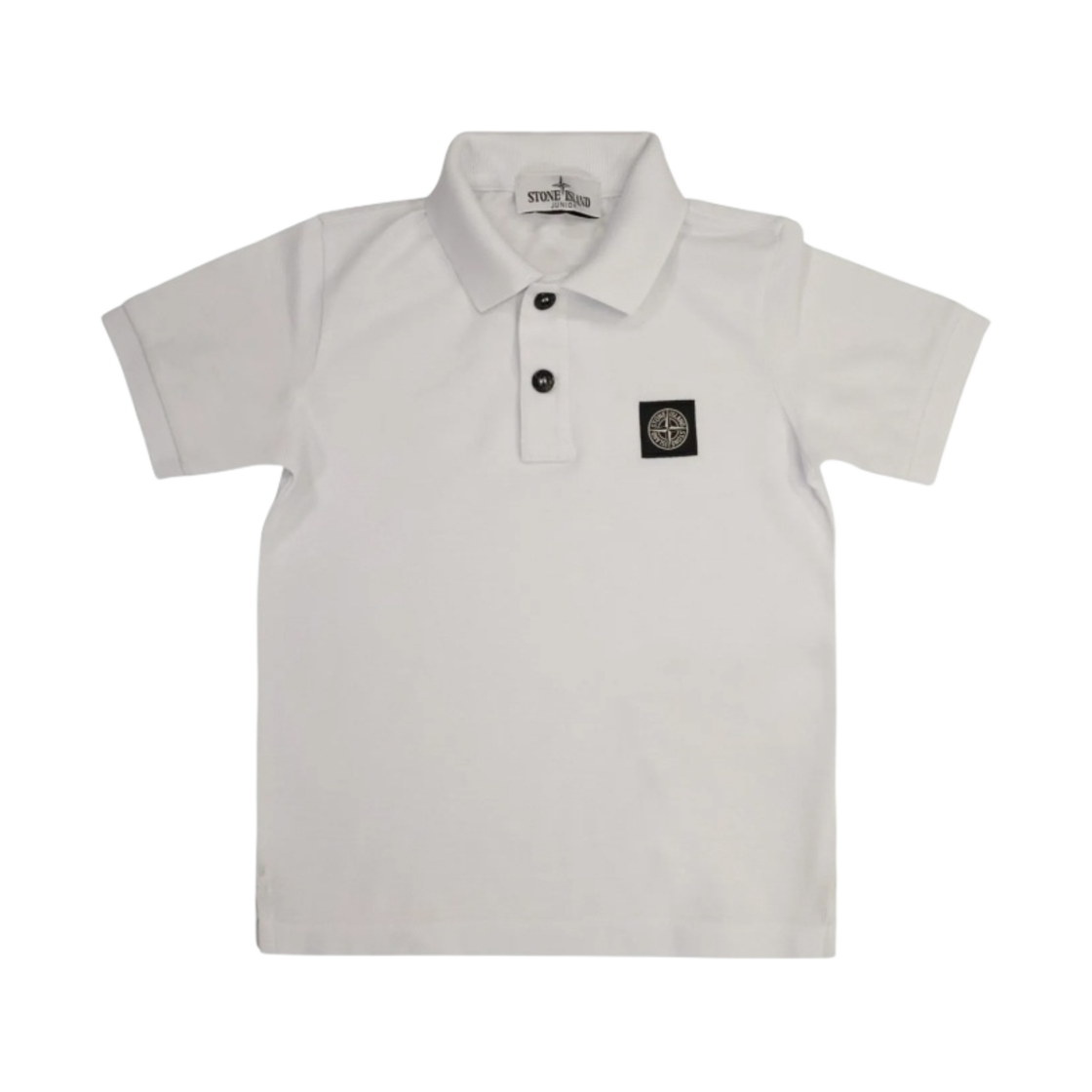 801621448-V1001 (Kids) Stone Island Stretch Cotton Pique Polo Shirt White - 24SS